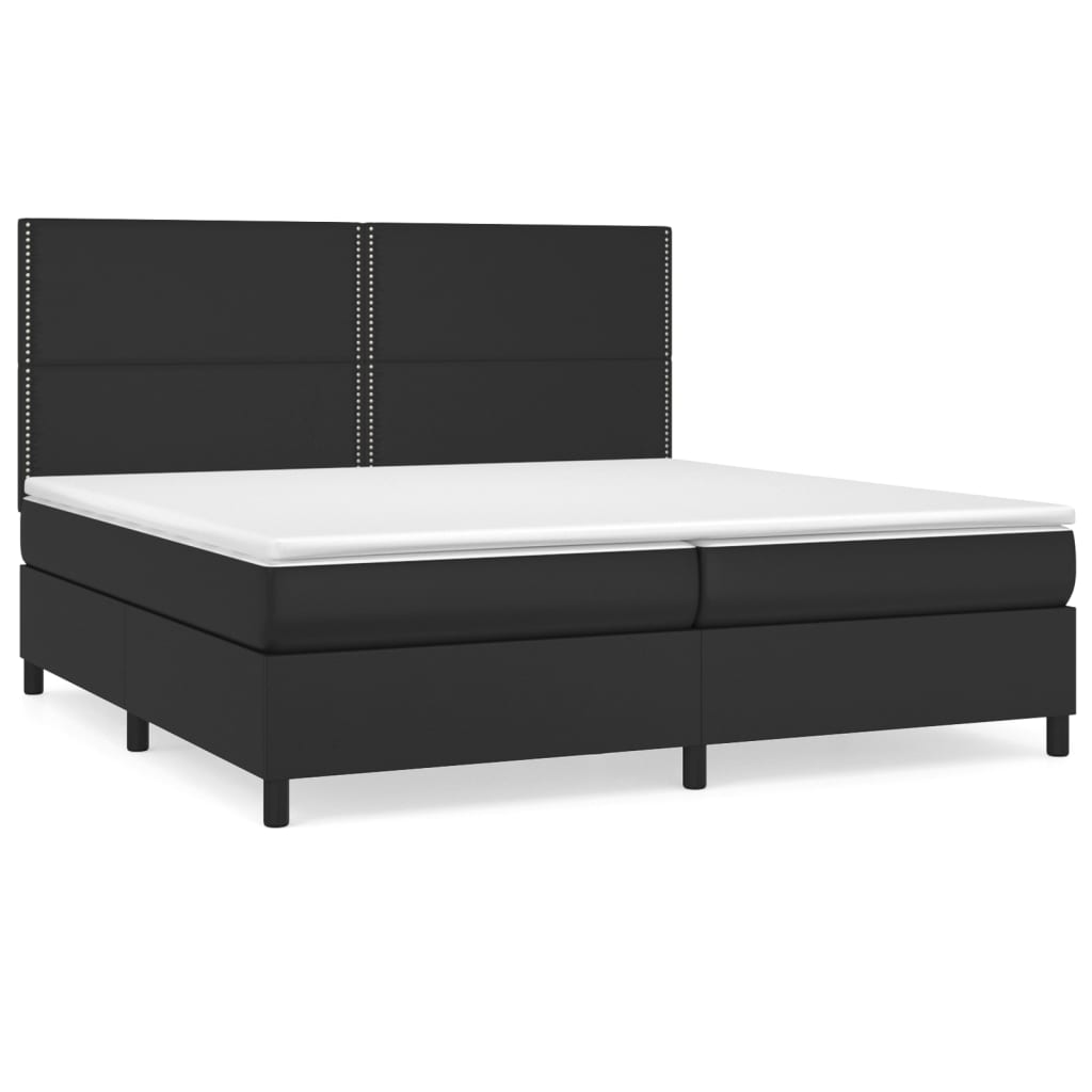 Sommier tapissier avec matelas noir 200x200 cm cuir artificiel