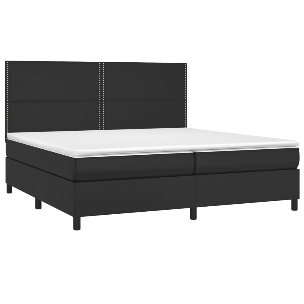 Sommier tapissier avec matelas noir 200x200 cm cuir artificiel