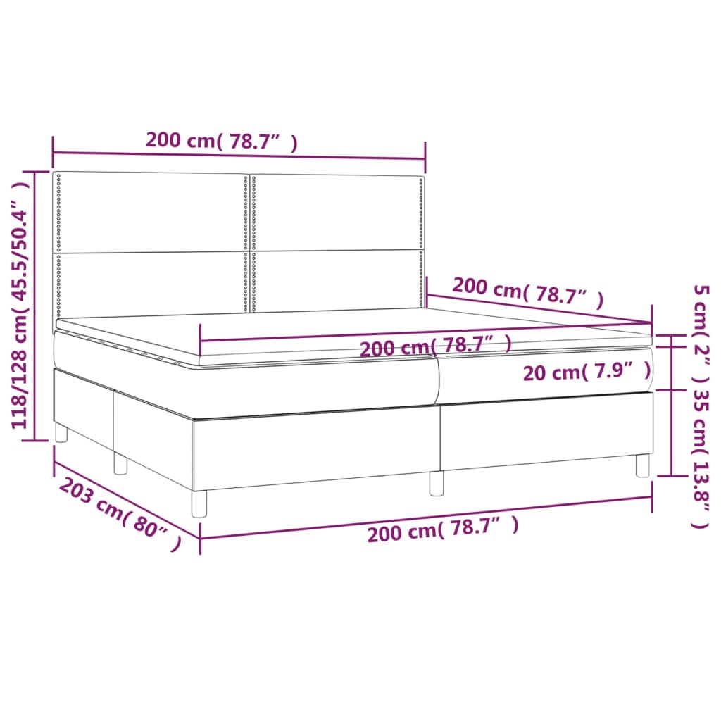 Sommier tapissier avec matelas noir 200x200 cm cuir artificiel