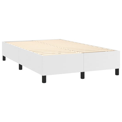Boxspringbett mit Matratze Weiß 120x200 cm Kunstleder