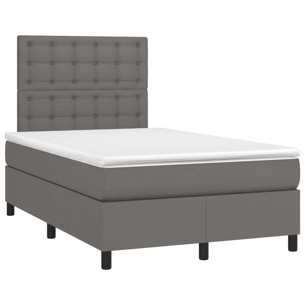 Boxspringbett mit Matratze Grau 120x200 cm Kunstleder