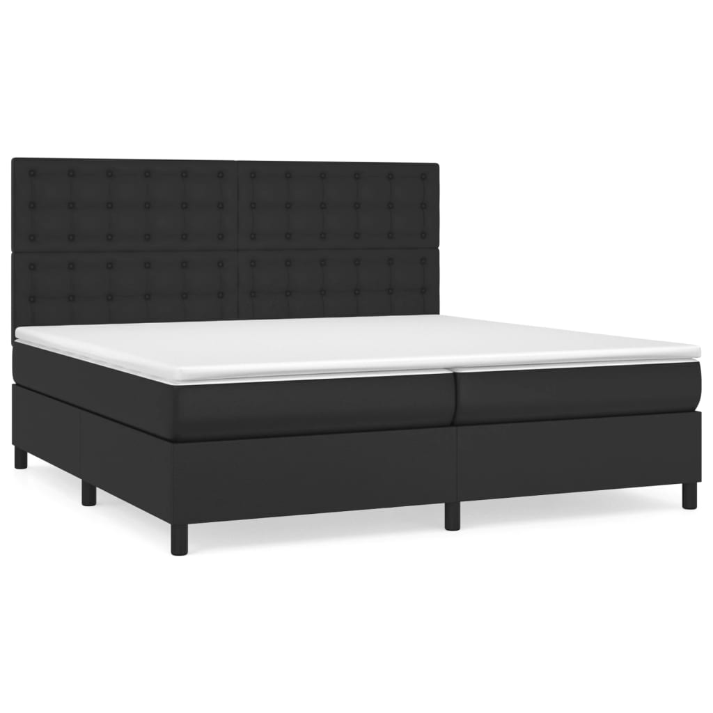 Sommier tapissier avec matelas noir 200x200 cm cuir artificiel