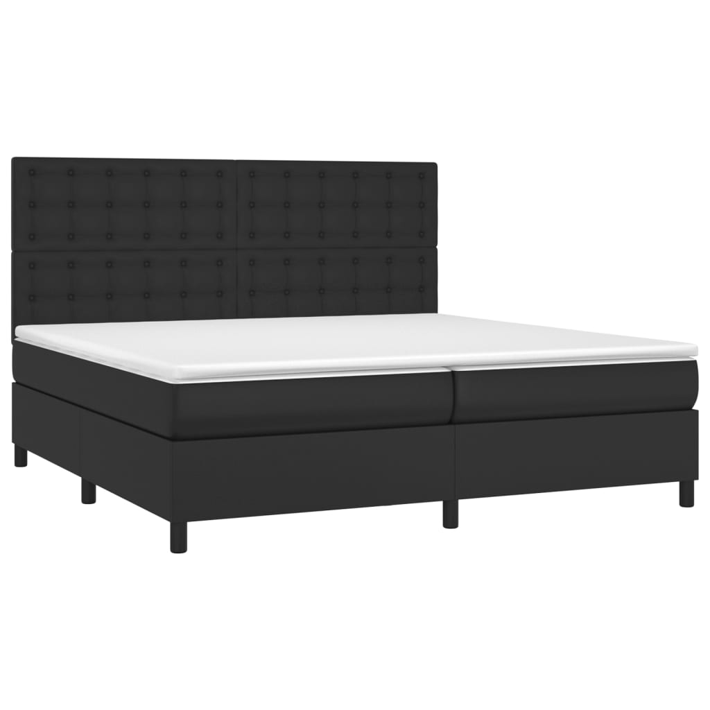 Sommier tapissier avec matelas noir 200x200 cm cuir artificiel