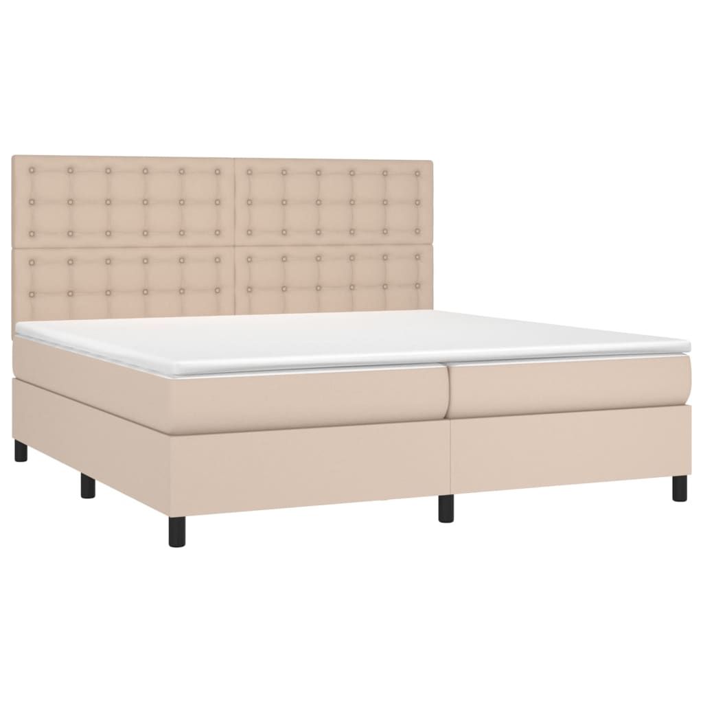 Matelas à sommier tapissier cappuccino-marron 200x200cm cuir artificiel