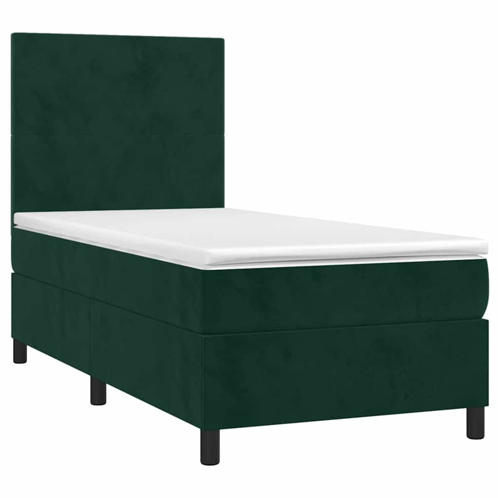 Boxspringbett mit Matratze Dunkelgrün 100x200 cm Samt