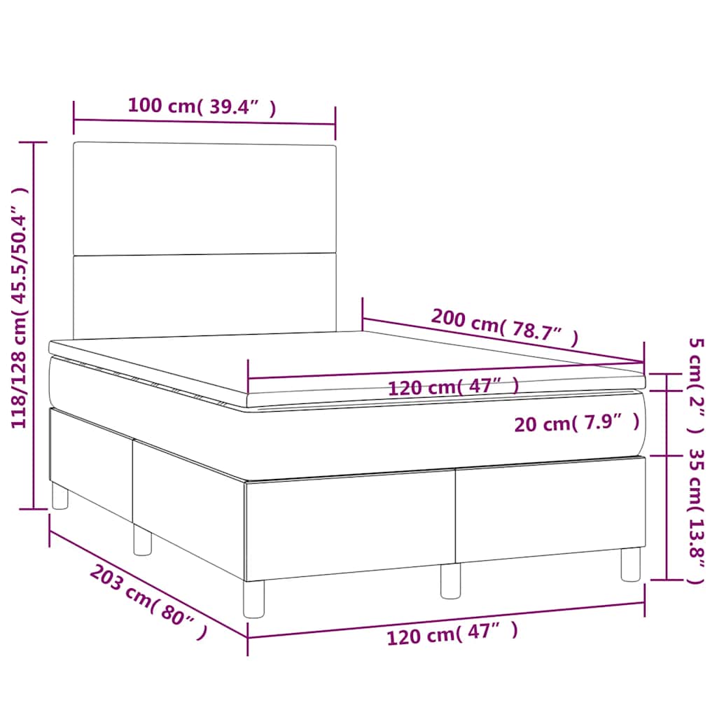 Boxspringbett mit Matratze Dunkelgrün 120x200 cm Samt