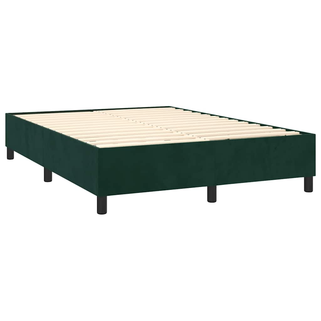 Boxspringbett mit Matratze Dunkelgrün 140x200 cm Samt