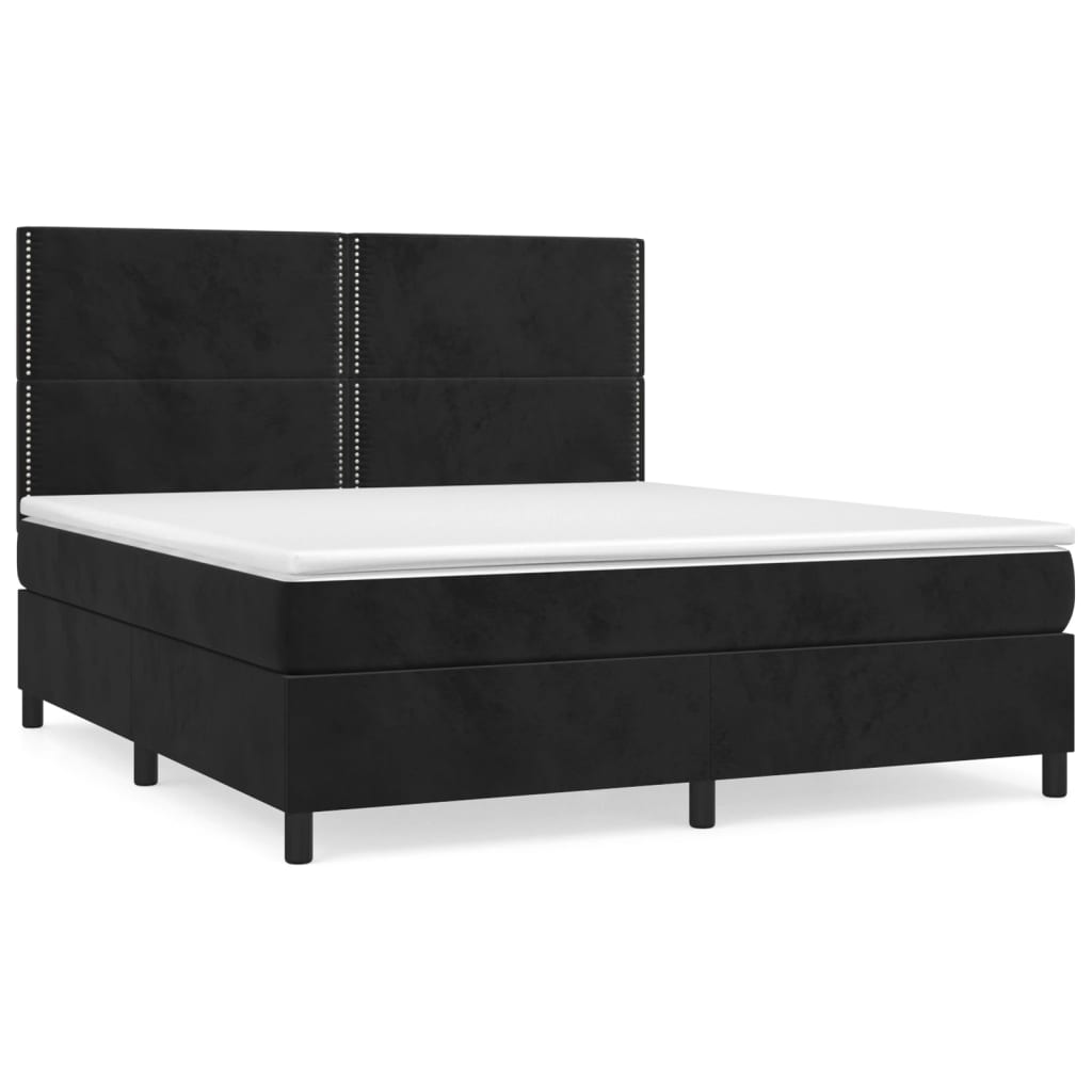 Box spring bed with mattress black 160x200 cm velvet