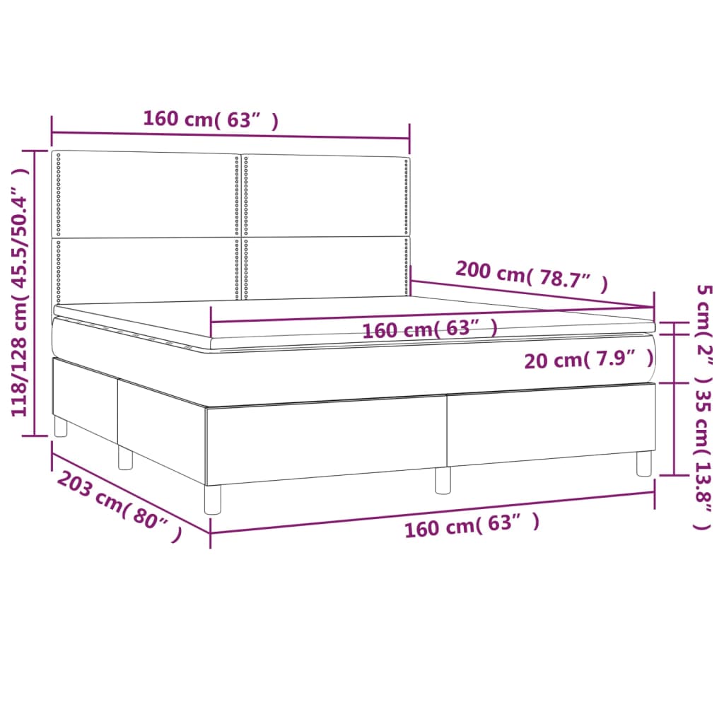 Box spring bed with mattress black 160x200 cm velvet