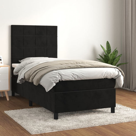 Box spring bed with mattress black 80x200 cm velvet