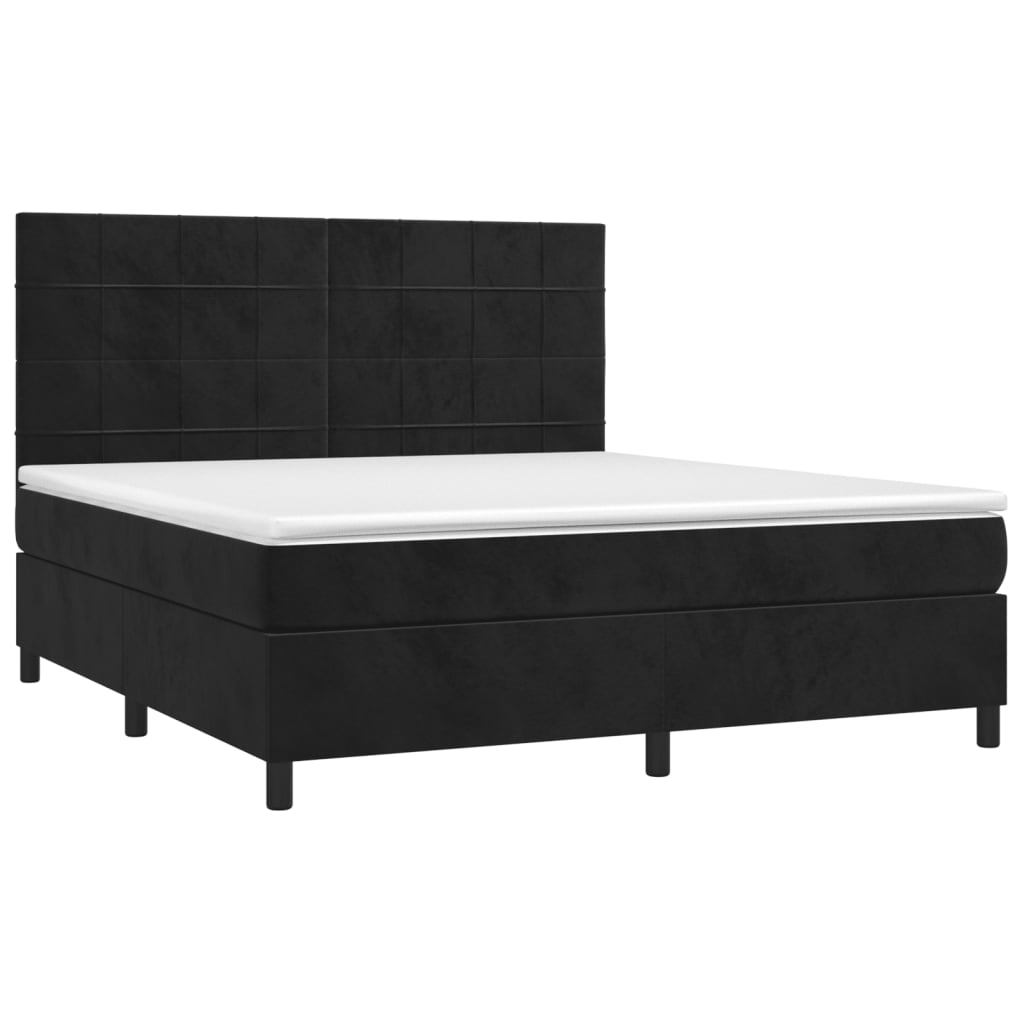 Sommier tapissier avec matelas noir 160x200 cm velours