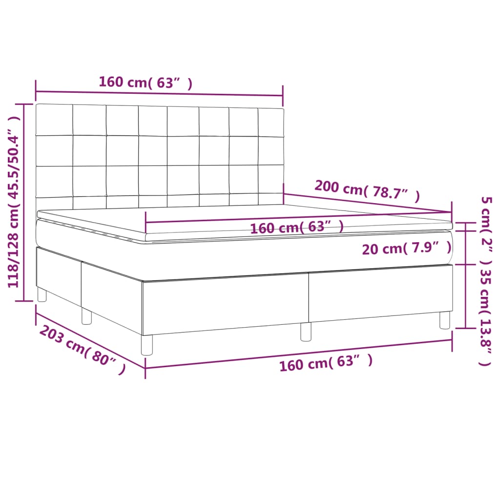 Sommier tapissier avec matelas noir 160x200 cm velours