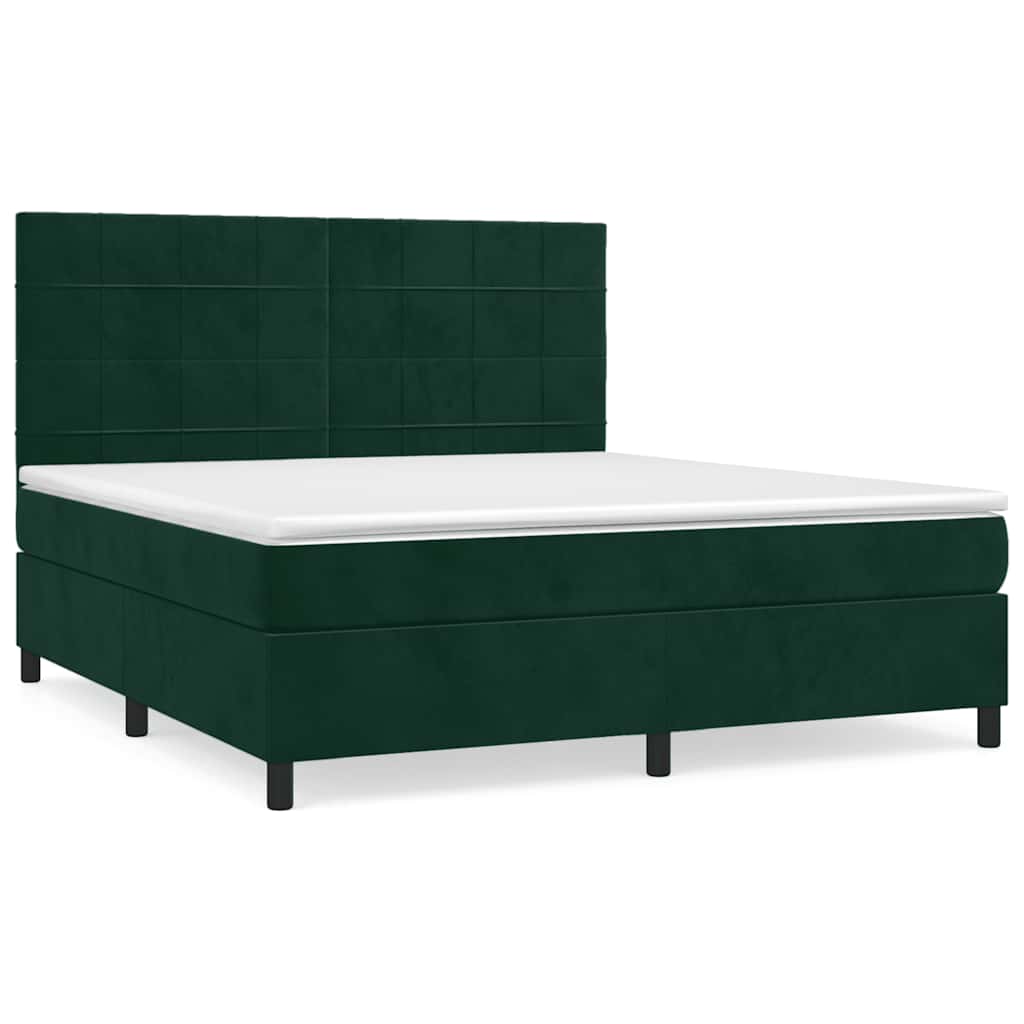 Boxspringbett mit Matratze Dunkelgrün 160x200 cm Samt