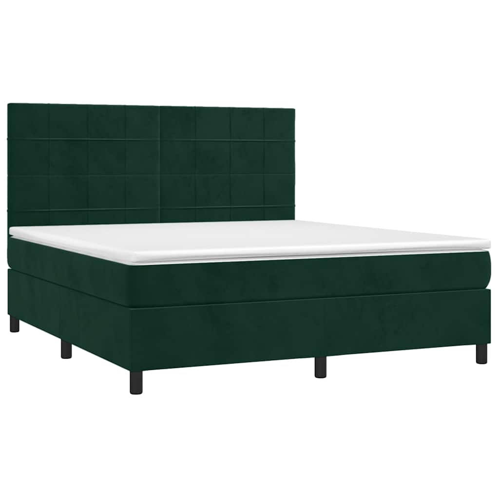 Boxspringbett mit Matratze Dunkelgrün 160x200 cm Samt
