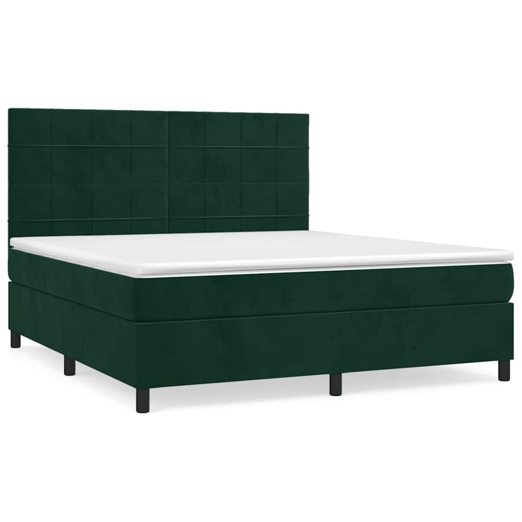 Boxspringbett mit Matratze Dunkelgrün 180x200 cm Samt