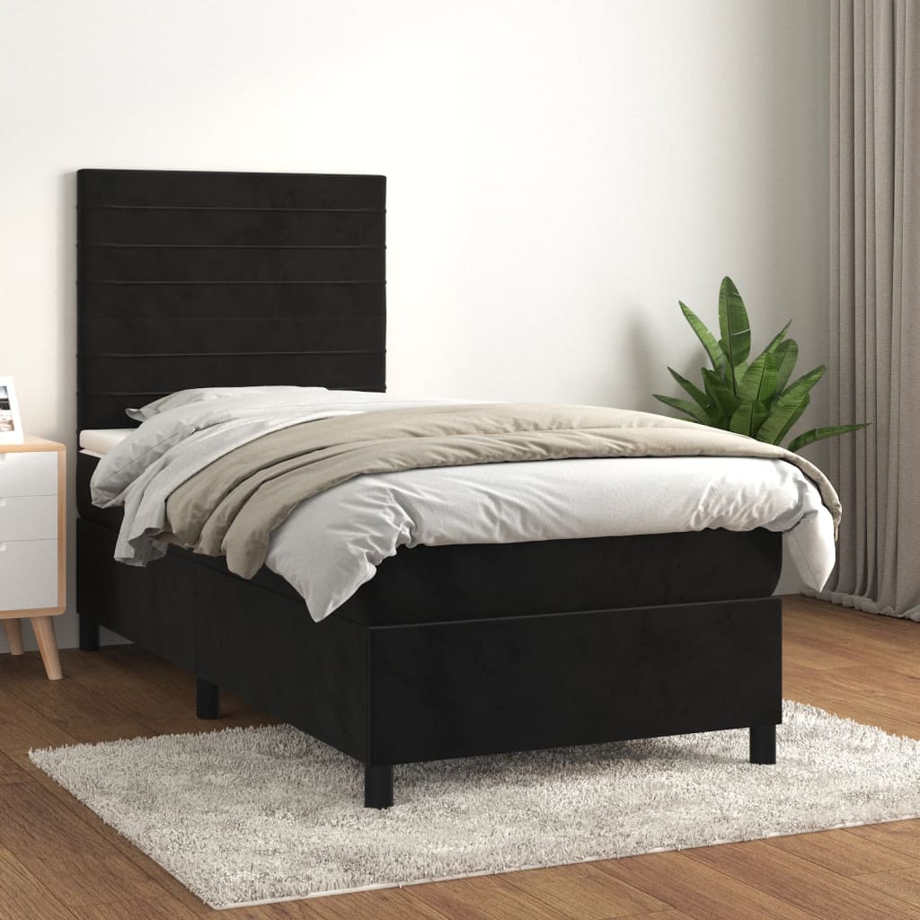 Box spring bed with mattress black 80x200 cm velvet