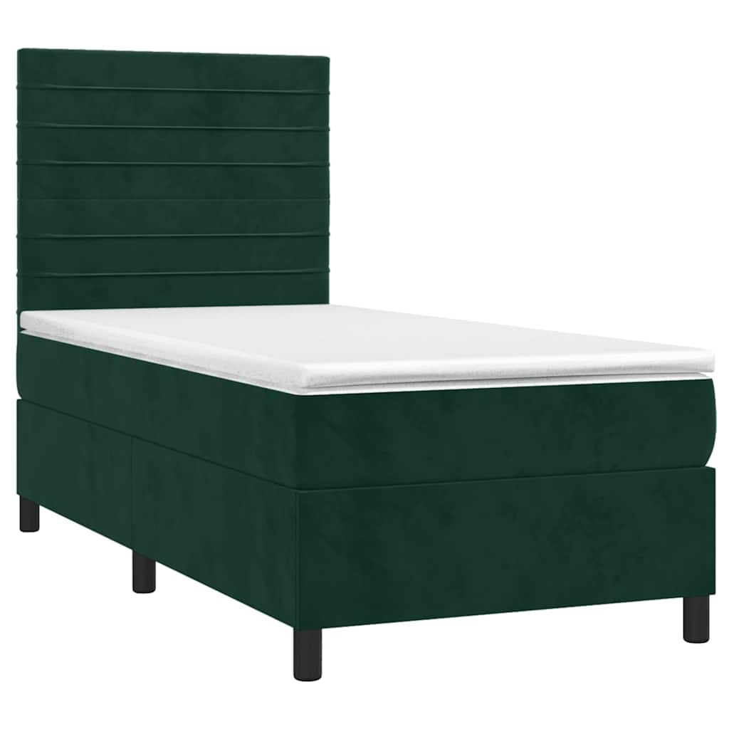 Boxspringbett mit Matratze Dunkelgrün 80x200 cm Samt