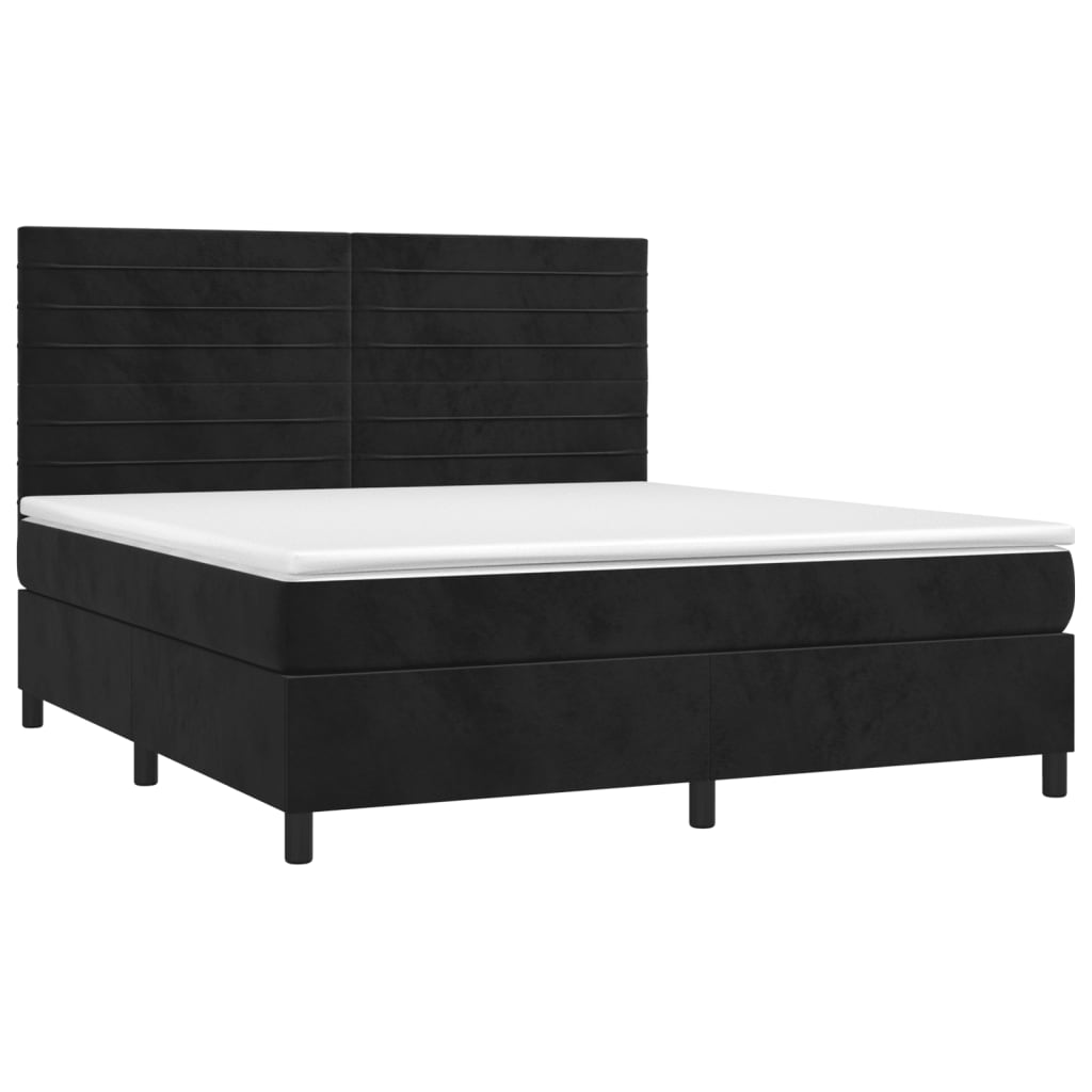 Sommier tapissier avec matelas noir 160x200 cm velours