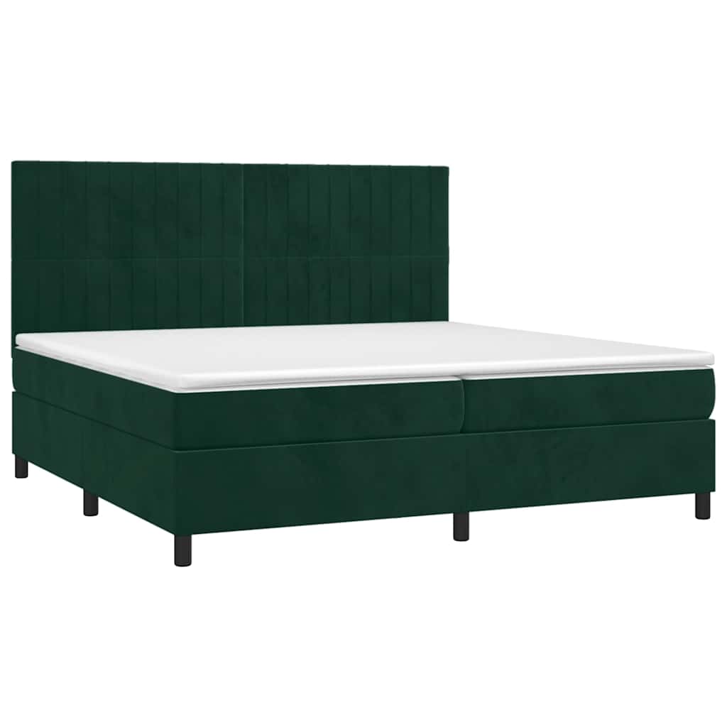 Boxspringbett mit Matratze Dunkelgrün 200x200 cm Samt