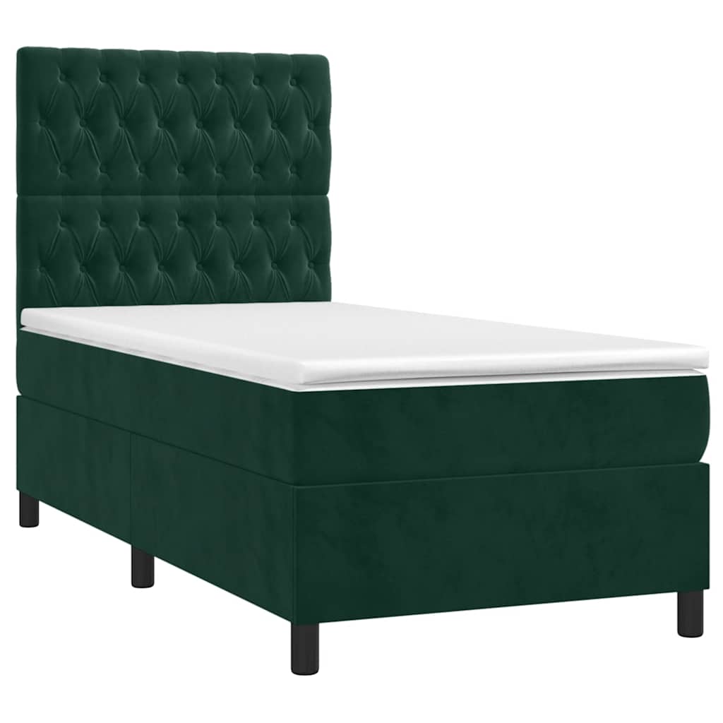 Boxspringbett mit Matratze Dunkelgrün 80x200 cm Samt