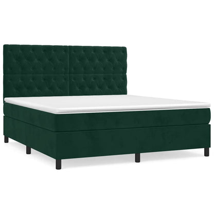 Boxspringbett mit Matratze Dunkelgrün 160x200 cm Samt
