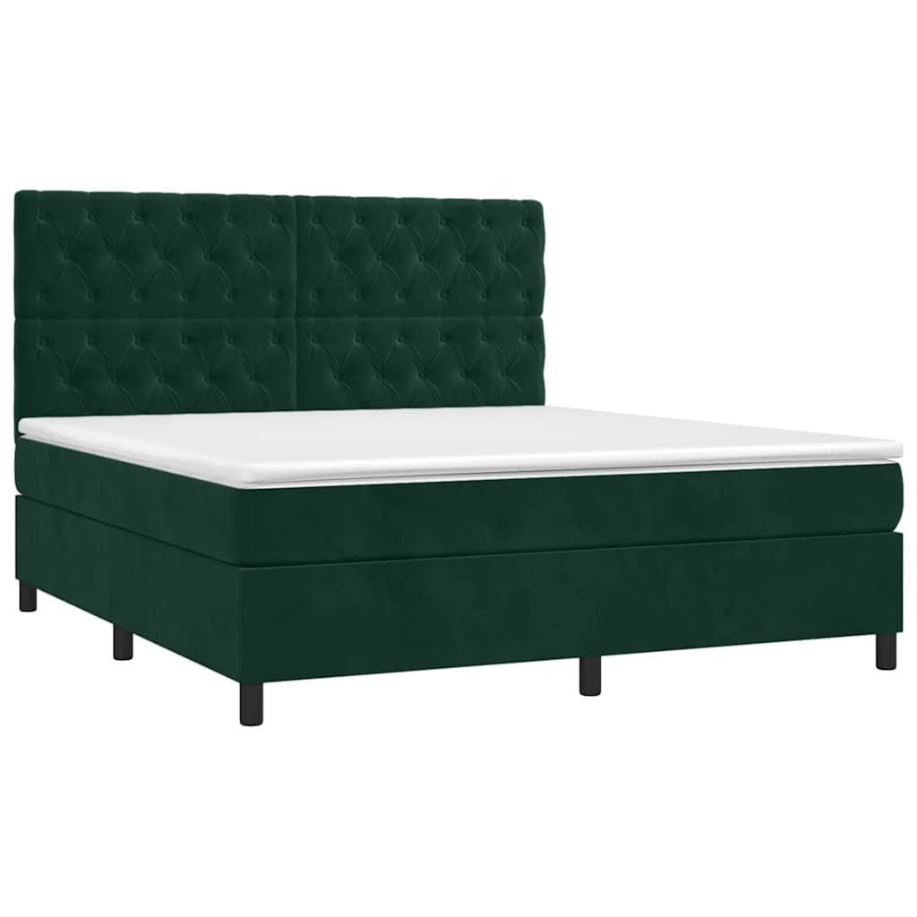 Boxspringbett mit Matratze Dunkelgrün 160x200 cm Samt