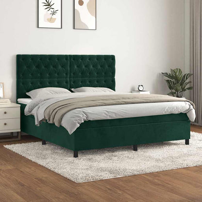 Boxspringbett mit Matratze Dunkelgrün 160x200 cm Samt