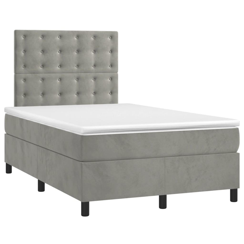 Boxspringbett mit Matratze Hellgrau 120x200 cm Samt