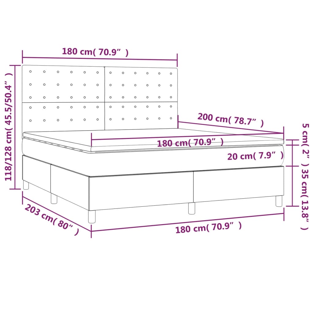 Boxspringbett mit Matratze Rosa 180x200 cm Samt