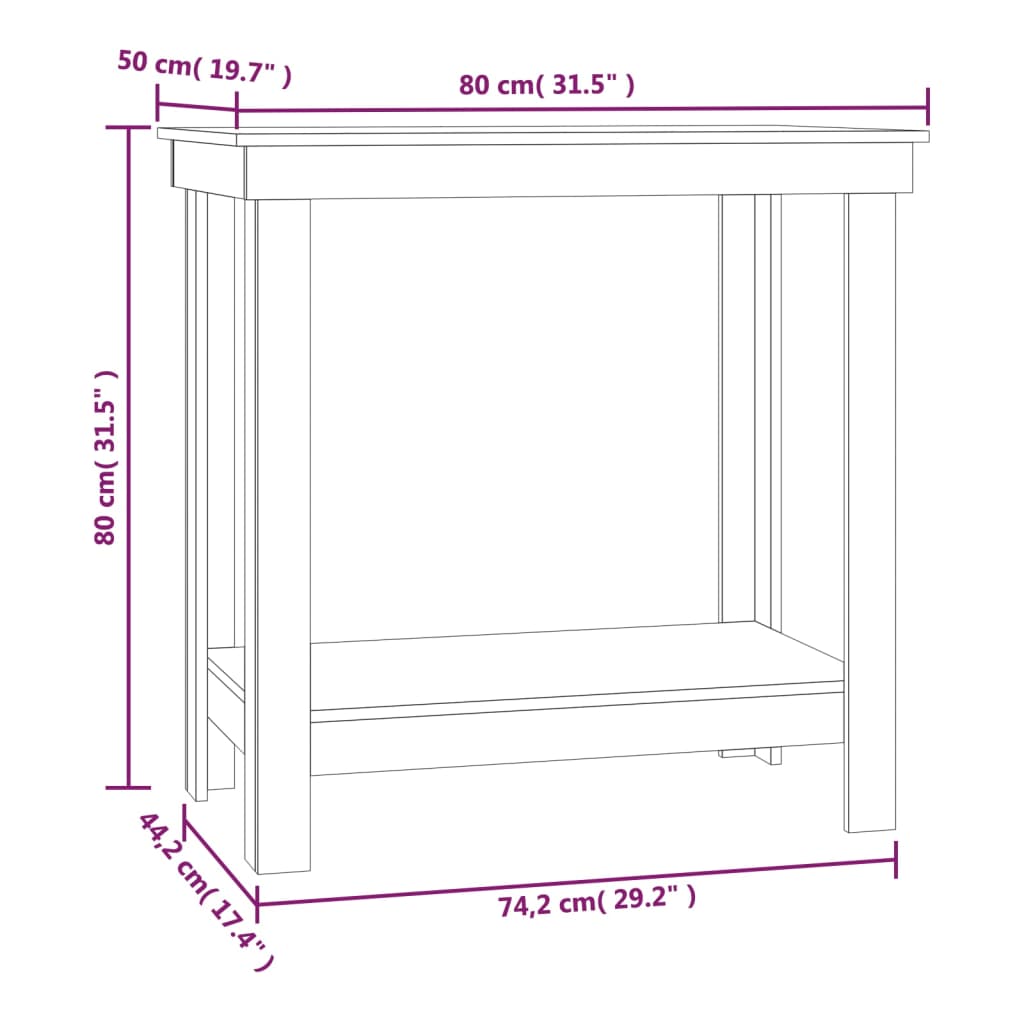 Etabli blanc 80x50x80 cm en bois de pin massif