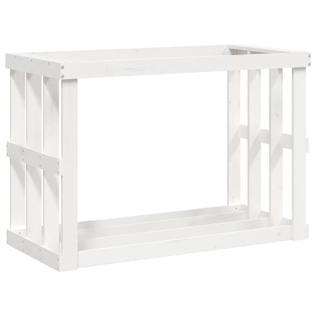 Etagère à bûches d'extérieur blanc 108x52x74 cm bois de pin massif