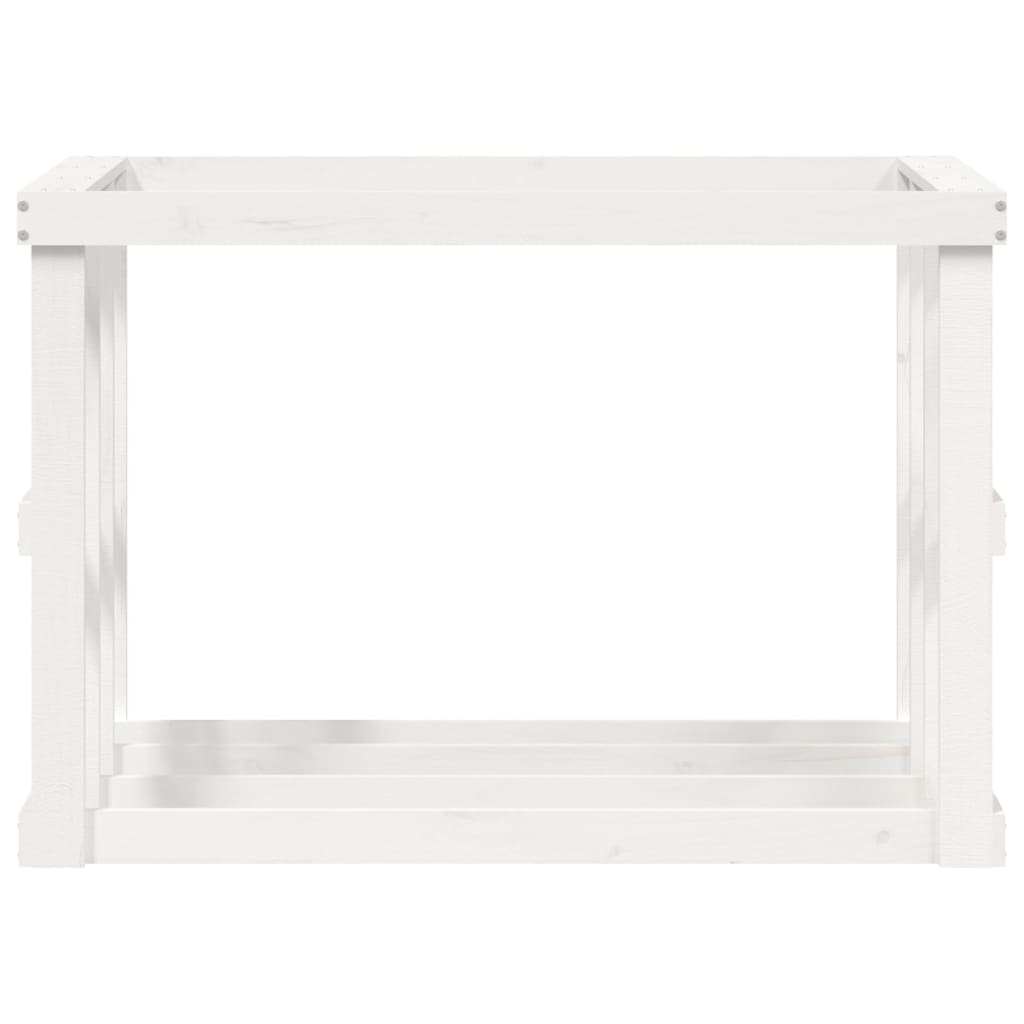 Etagère à bûches d'extérieur blanc 108x52x74 cm bois de pin massif