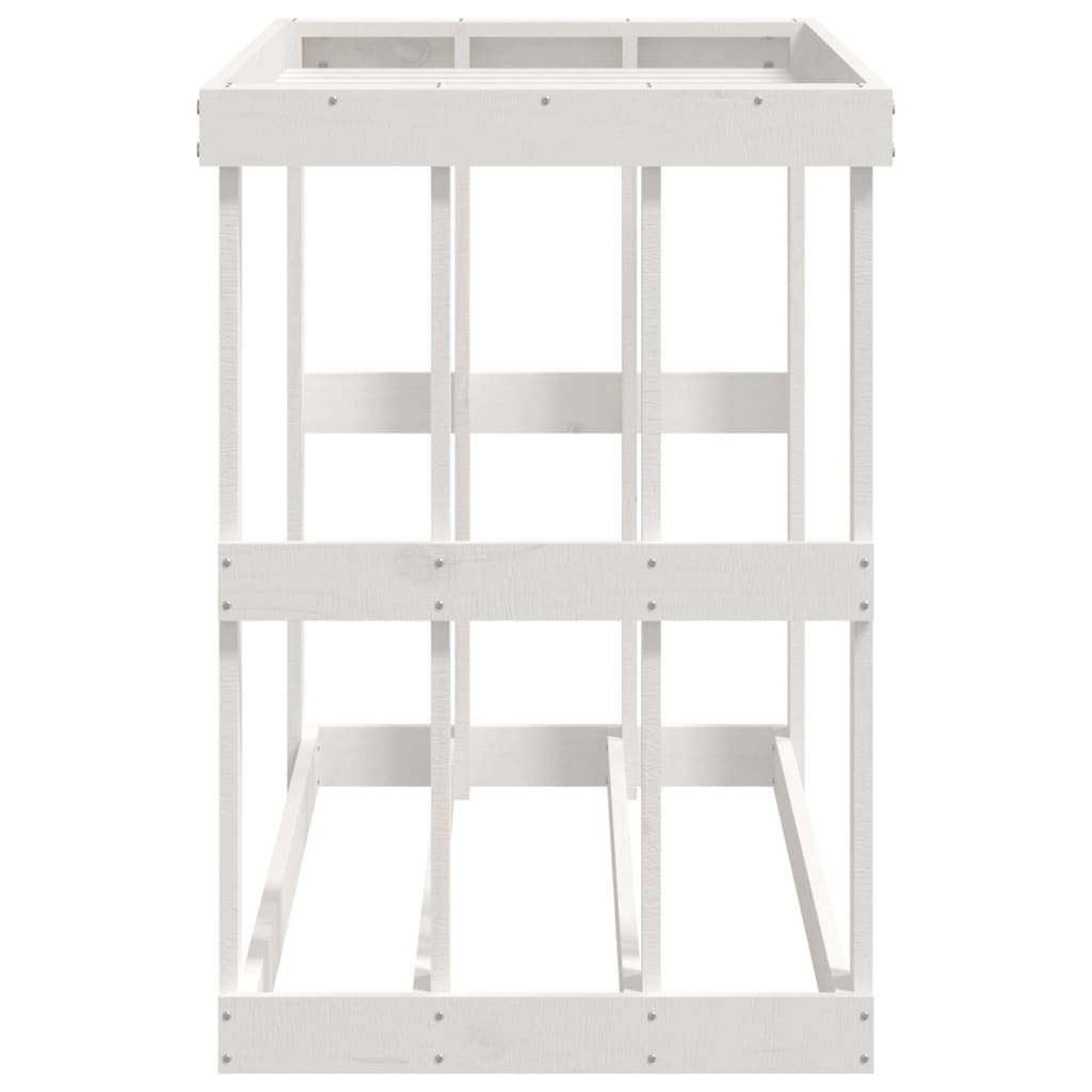 Etagère à bûches d'extérieur blanc 108x52x74 cm bois de pin massif