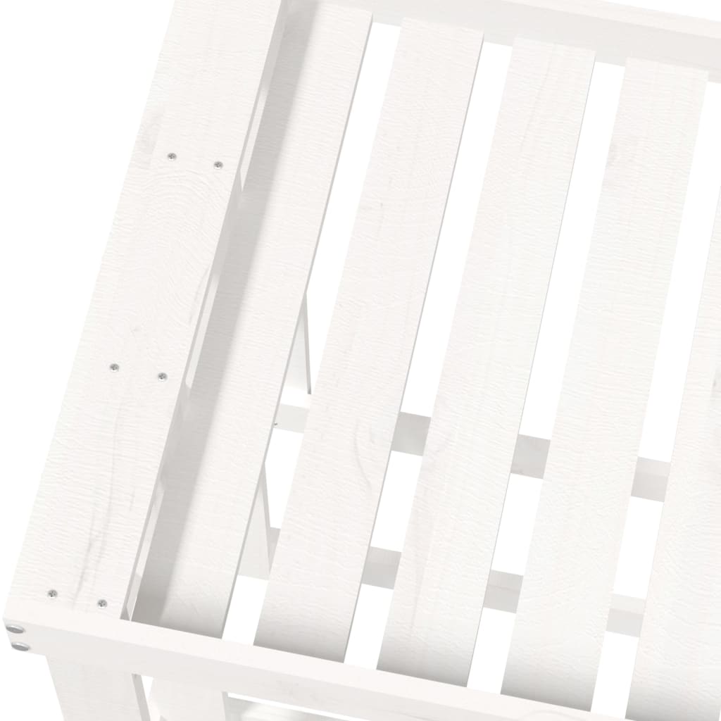 Etagère à bûches d'extérieur blanc 108x52x74 cm bois de pin massif