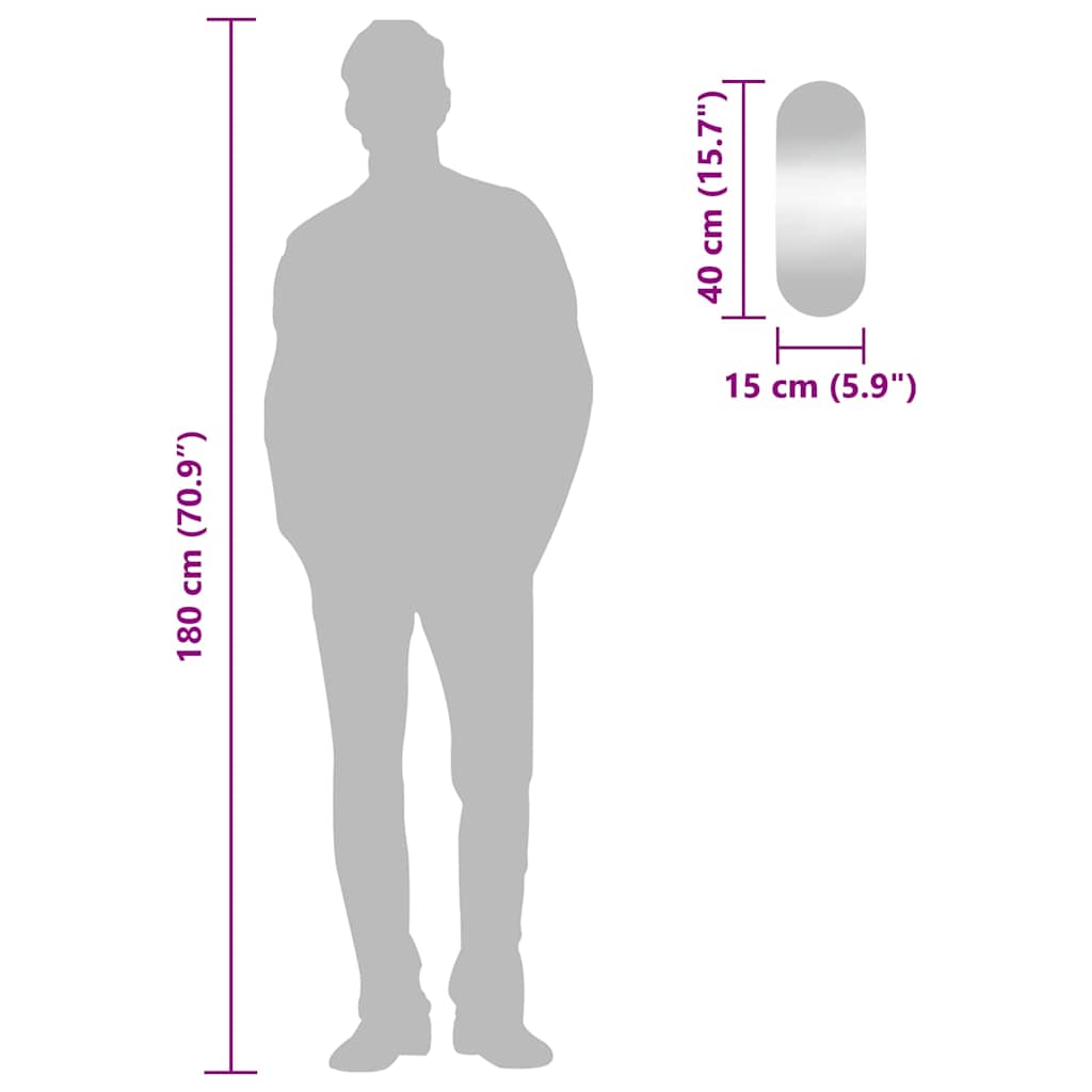 Wandspiegel 15x40 cm Glas Oval