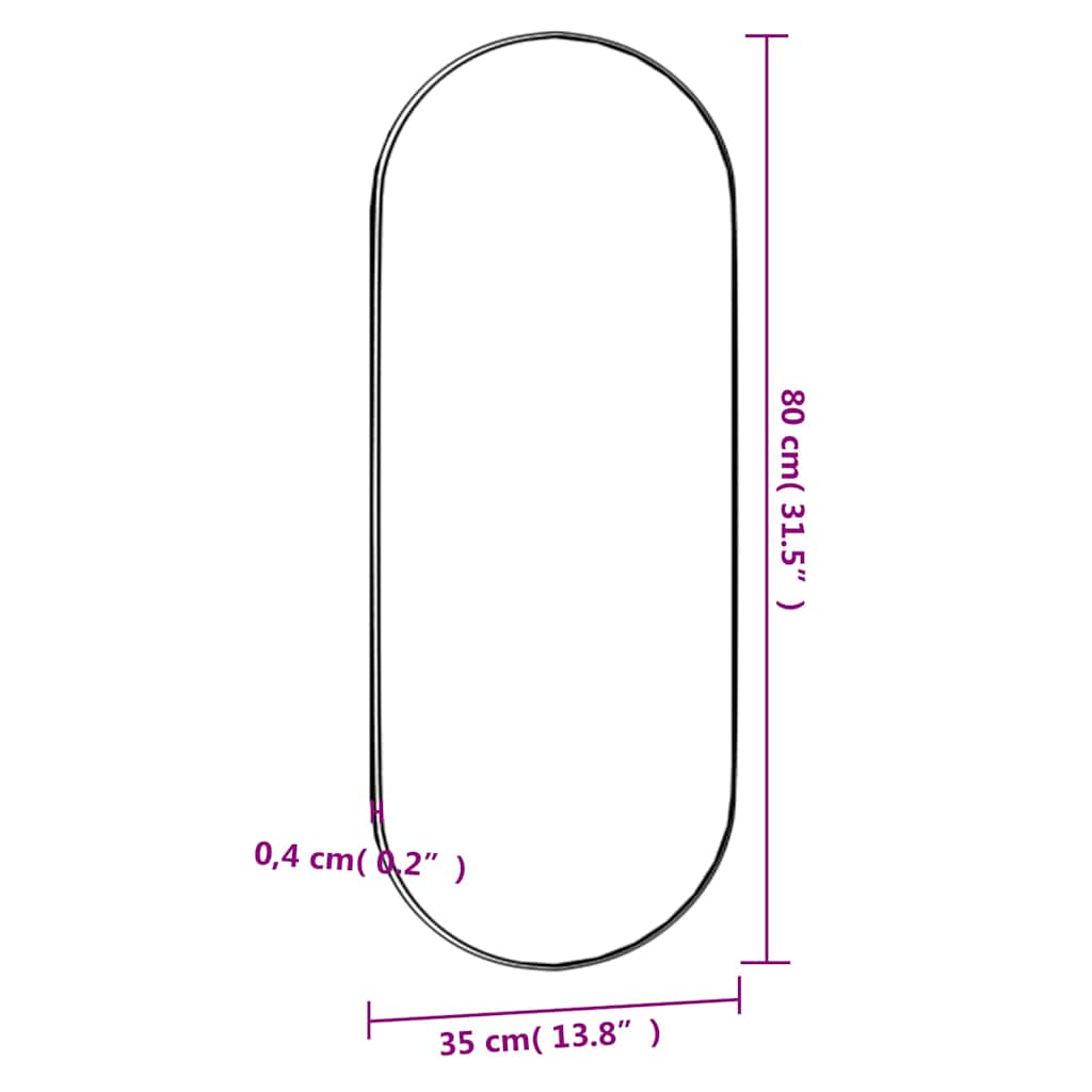 Wandspiegel 35x80 cm Glas Oval