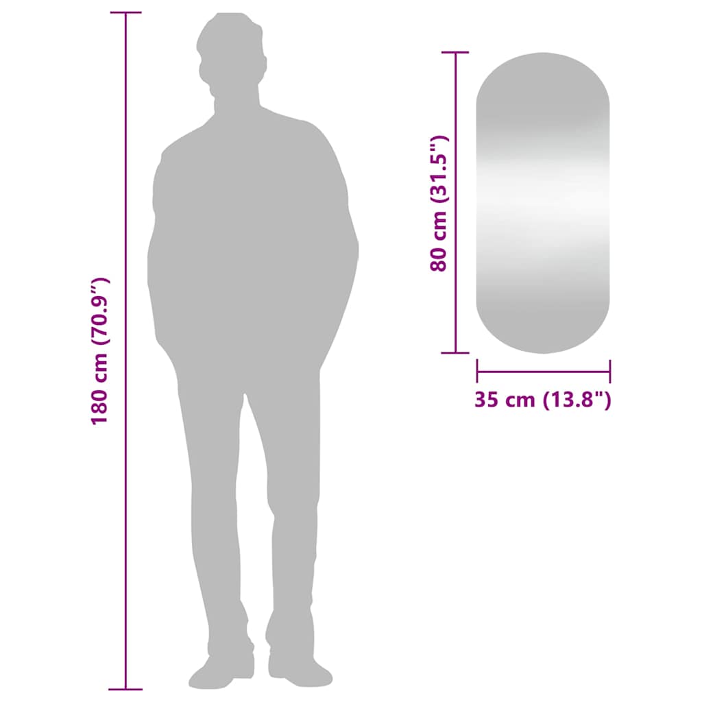 Wandspiegel 35x80 cm Glas Oval