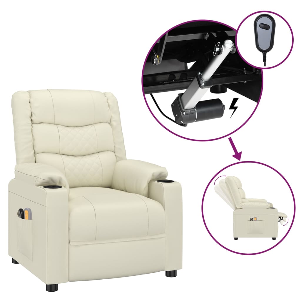 Massagesessel Elektrisch Creme Kunstleder