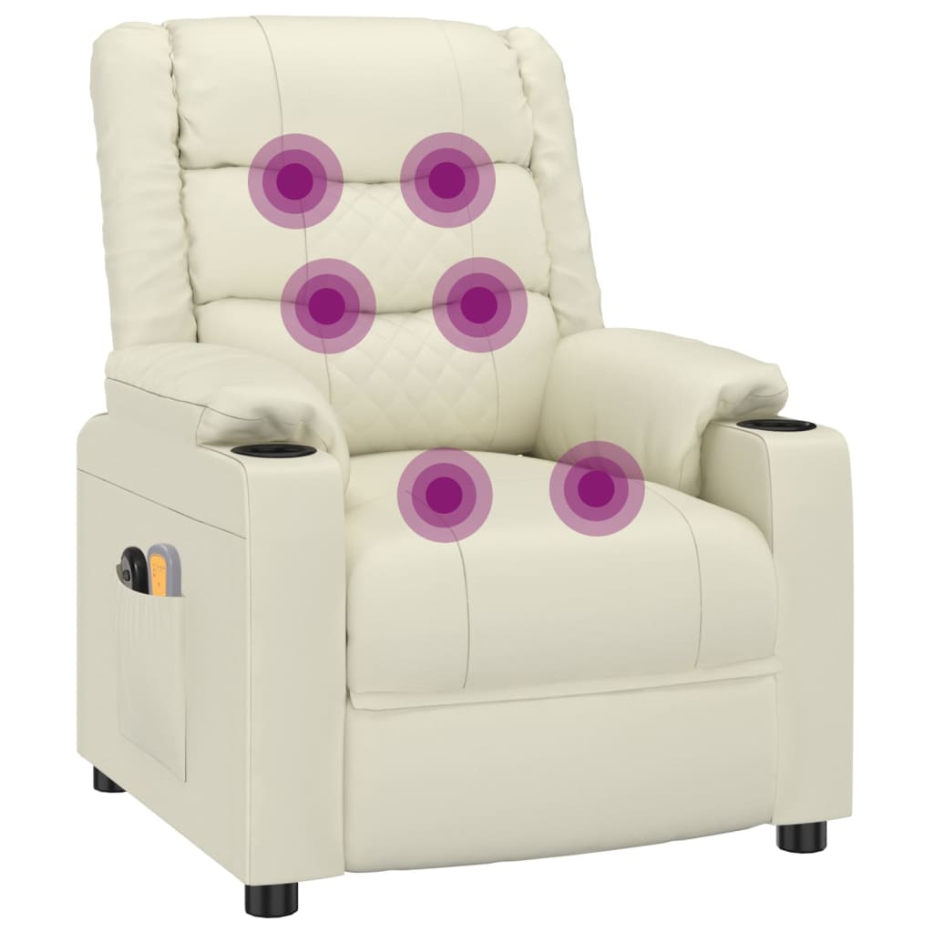 Massagesessel Elektrisch Creme Kunstleder