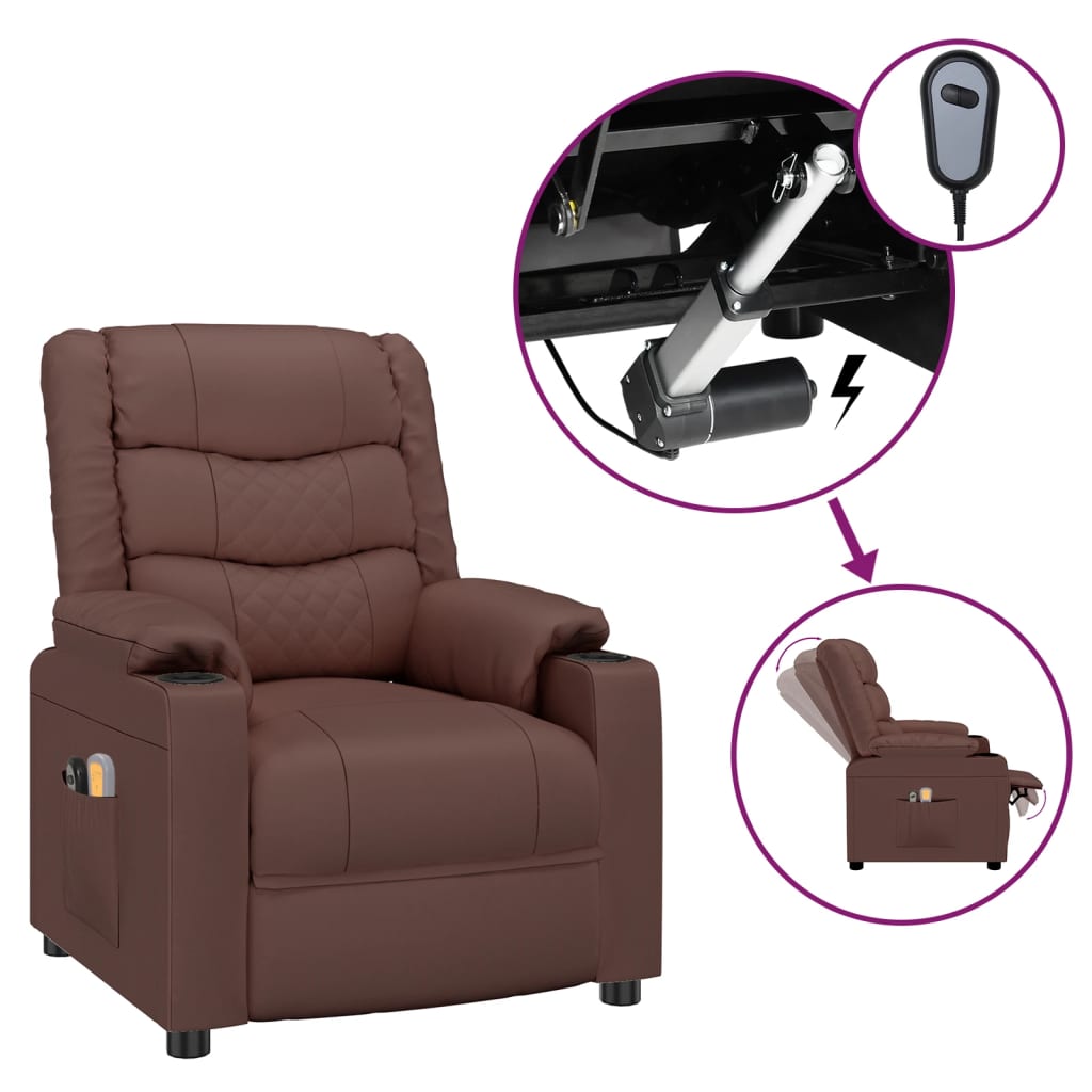 Massagesessel Elektrisch Braun Kunstleder