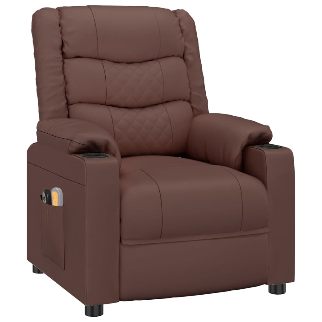 Massagesessel Elektrisch Braun Kunstleder