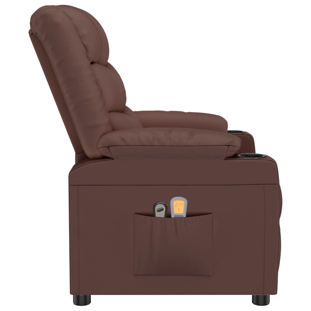 Massagesessel Elektrisch Braun Kunstleder