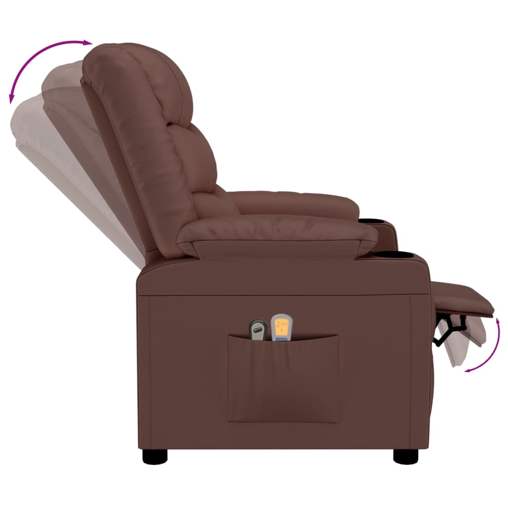 Massagesessel Elektrisch Braun Kunstleder