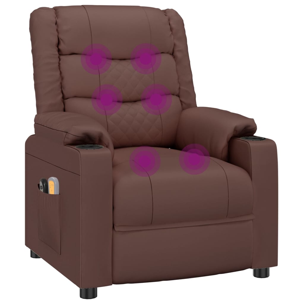 Massagesessel Elektrisch Braun Kunstleder