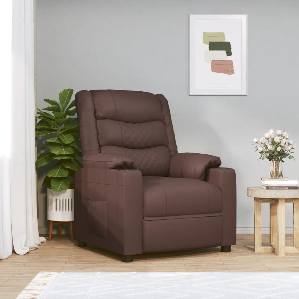 Massagesessel Elektrisch Braun Kunstleder
