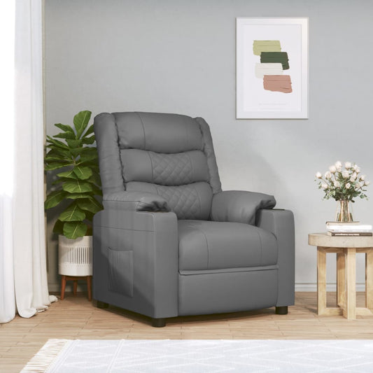Massagesessel Elektrisch Grau Kunstleder