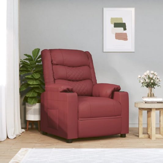 Massagesessel Elektrisch Weinrot Kunstleder