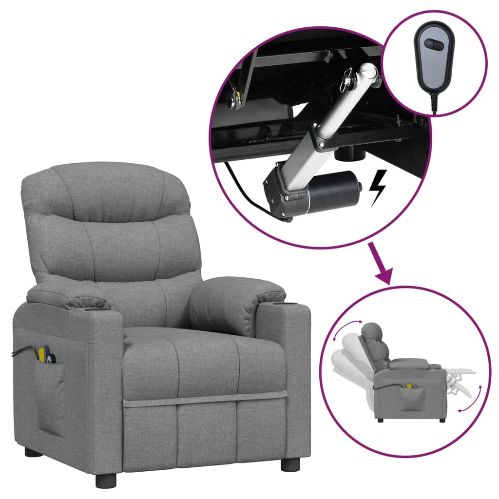 Massagesessel Elektrisch Hellgrau Stoff