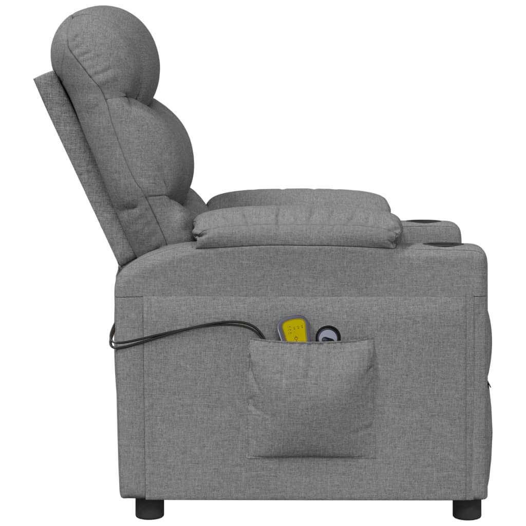 Massagesessel Elektrisch Hellgrau Stoff