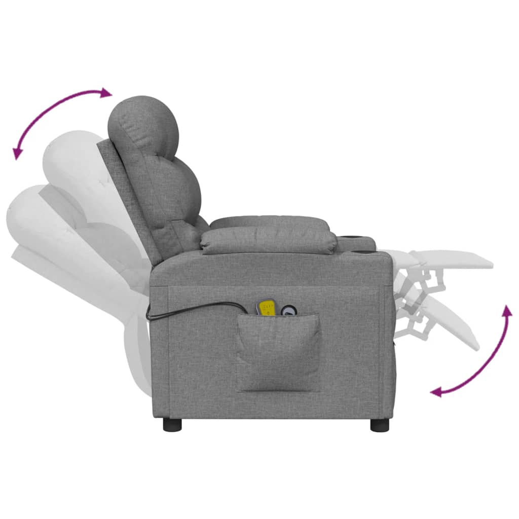 Massagesessel Elektrisch Hellgrau Stoff